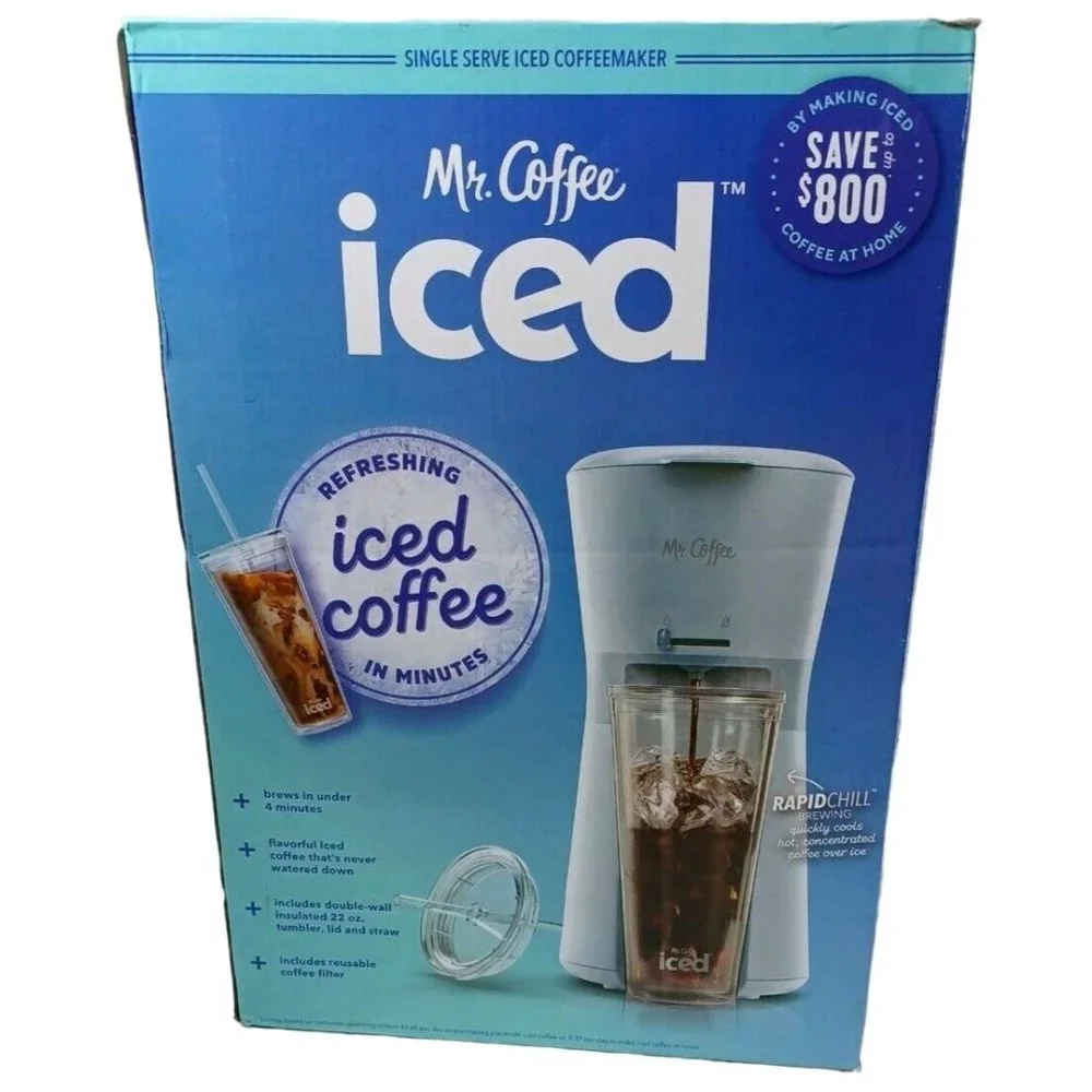 Mr. Coffee Rapidchill Single Serve Iced Coffee Maker + Travel Cup & Reuse Filter - Picture 1 of 8